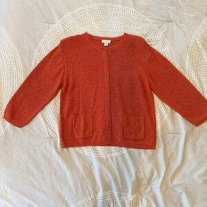 Christopher & Banks Red Cotton Cardigan Sweater, Women's Size XL